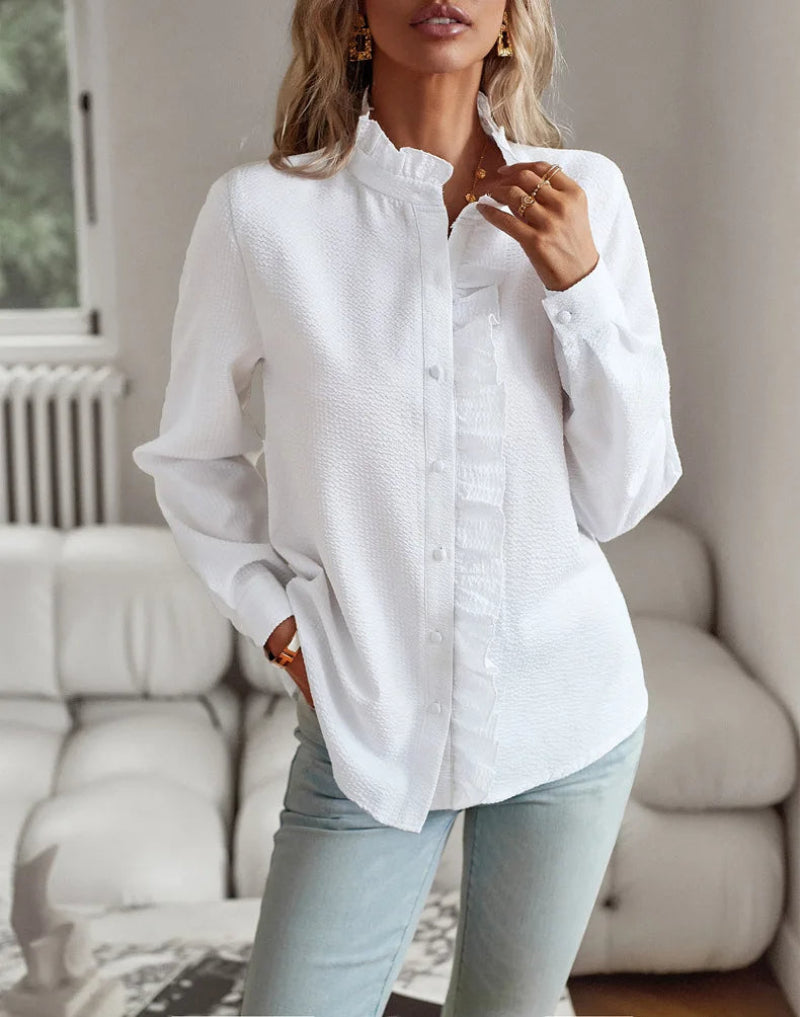 Damen Bluse mit Knopfleiste und klassischem Kragen