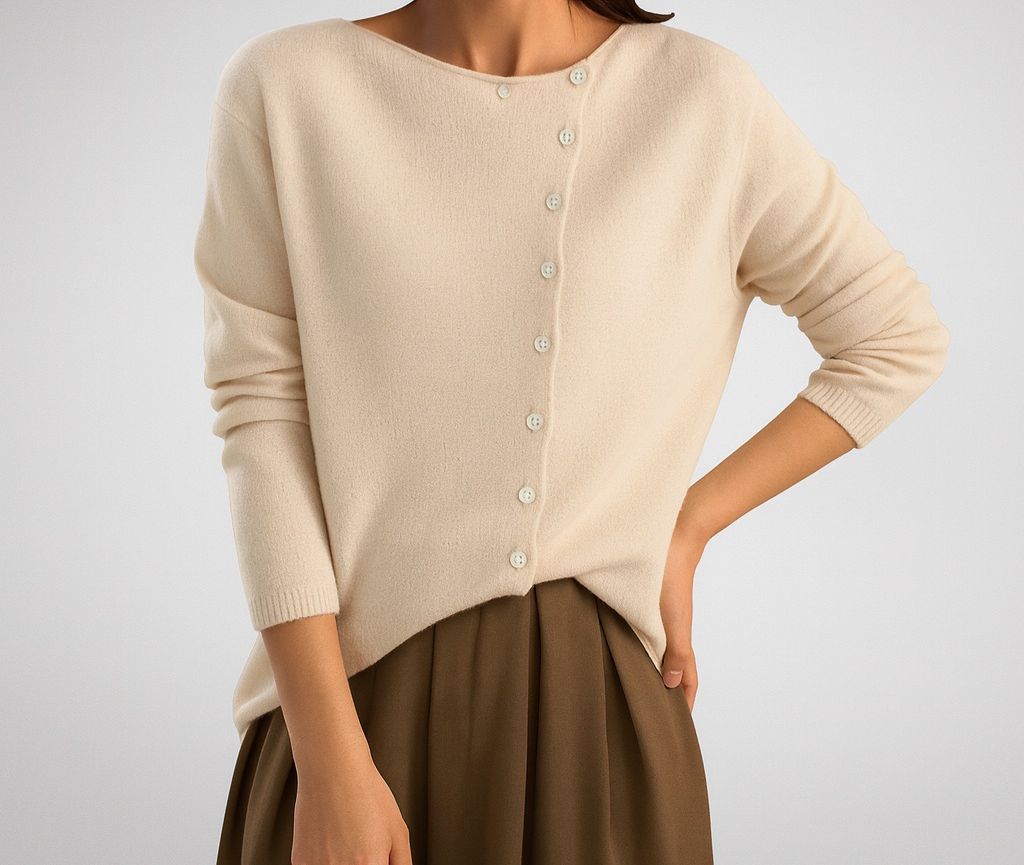 Damen Strick Pullover mit Knopfleiste – Elegant & Weich