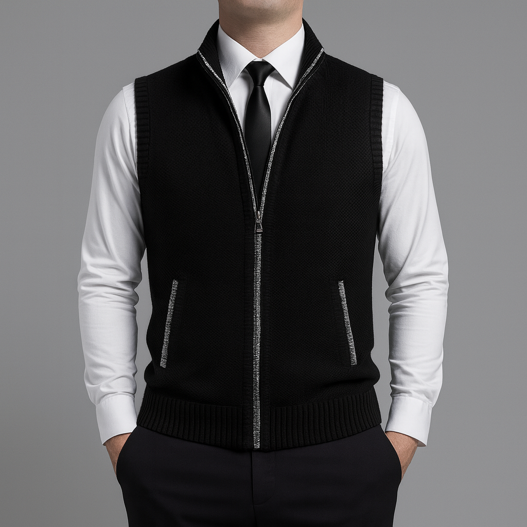 Elegante Strickweste mit Reißverschluss und Modernem Schnitt