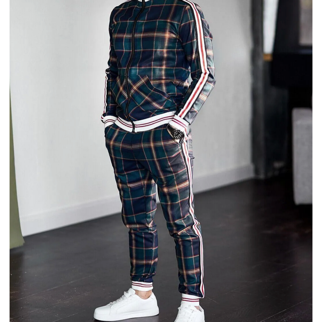 Herren-Set mit Karomuster – Oberteil und Hose im einheitlichen Design