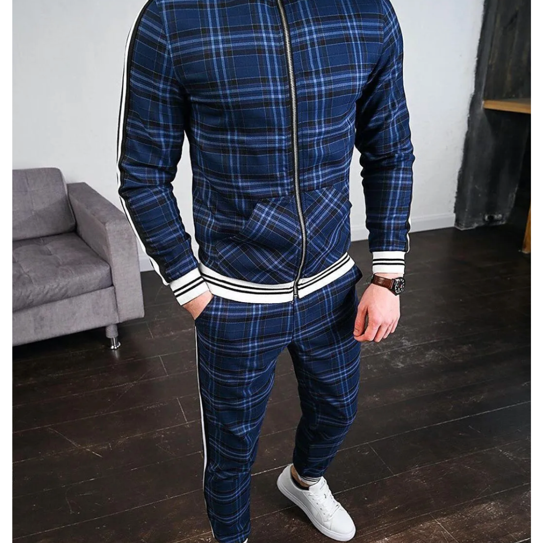 Herren-Set mit Karomuster – Oberteil und Hose im einheitlichen Design