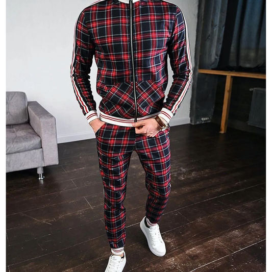Herren-Set mit Karomuster – Oberteil und Hose im einheitlichen Design