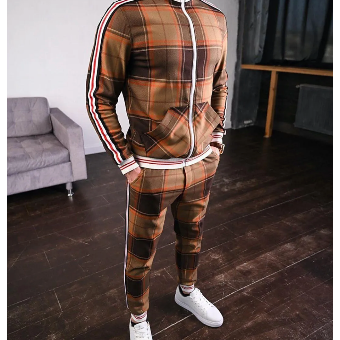 Herren-Set mit Karomuster – Oberteil und Hose im einheitlichen Design