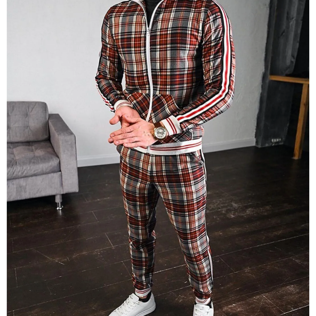Herren-Set mit Karomuster – Oberteil und Hose im einheitlichen Design
