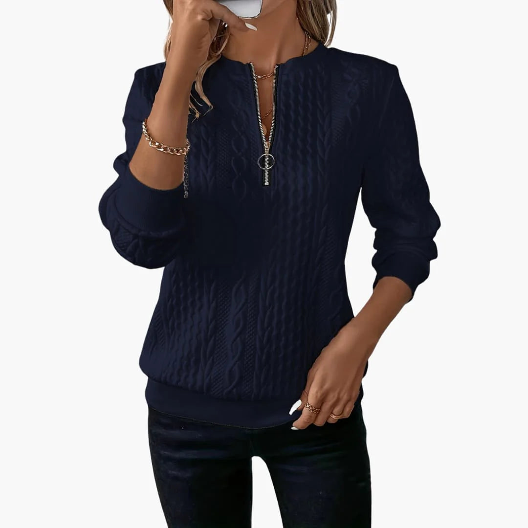 Pullover mit Reißverschluss und Strukturmuster