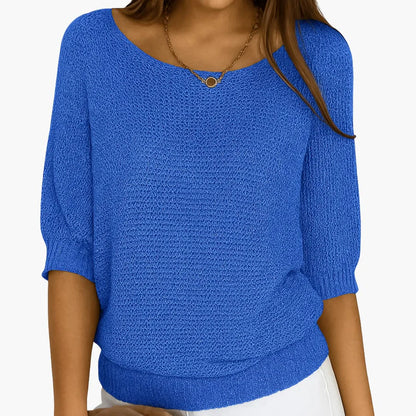 Leichter Strickpullover mit halblangen Ärmeln