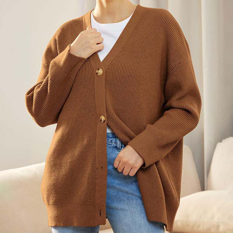 Gemütliche Strickjacke für Damen mit Knopfverschluss und lockerer Passform