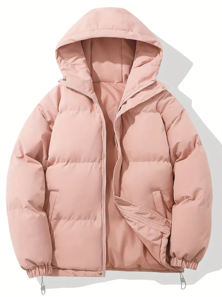 Stilvolle kurze Steppjacke für Damen mit Kapuze und Reißverschluss