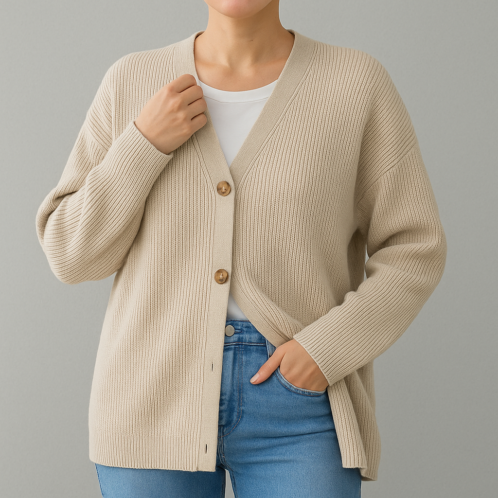 Gemütliche Strickjacke für Damen mit Knopfverschluss und lockerer Passform