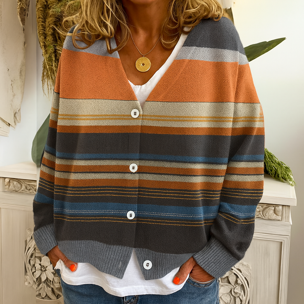 Damen kurze Pullover mit V-Ausschnitt und bedrucktem Muster