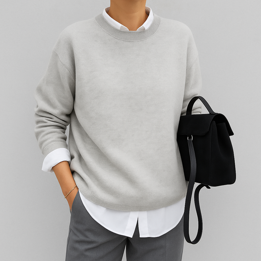 Eleganter Pullover für Damen mit Rundhalsausschnitt und legerem Schnitt