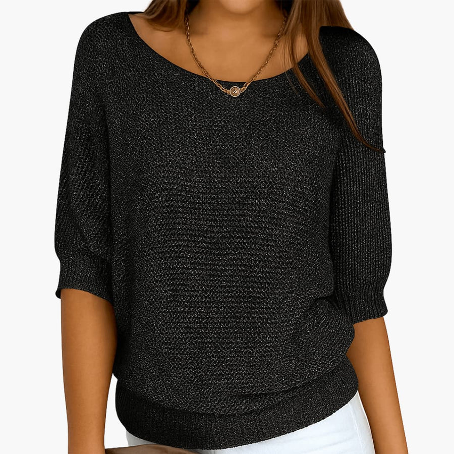 Leichter Strickpullover mit halblangen Ärmeln