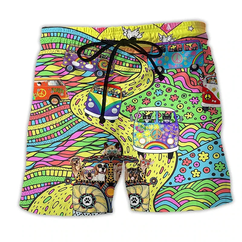 Bedruckte Shorts mit Kordelzug und elastischem Bund