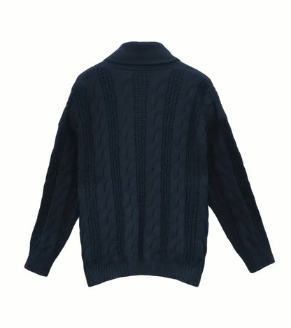 Herren Strickjacke mit Schalkragen und Zopfmuster