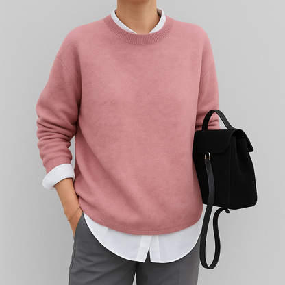 Eleganter Pullover für Damen mit Rundhalsausschnitt und legerem Schnitt
