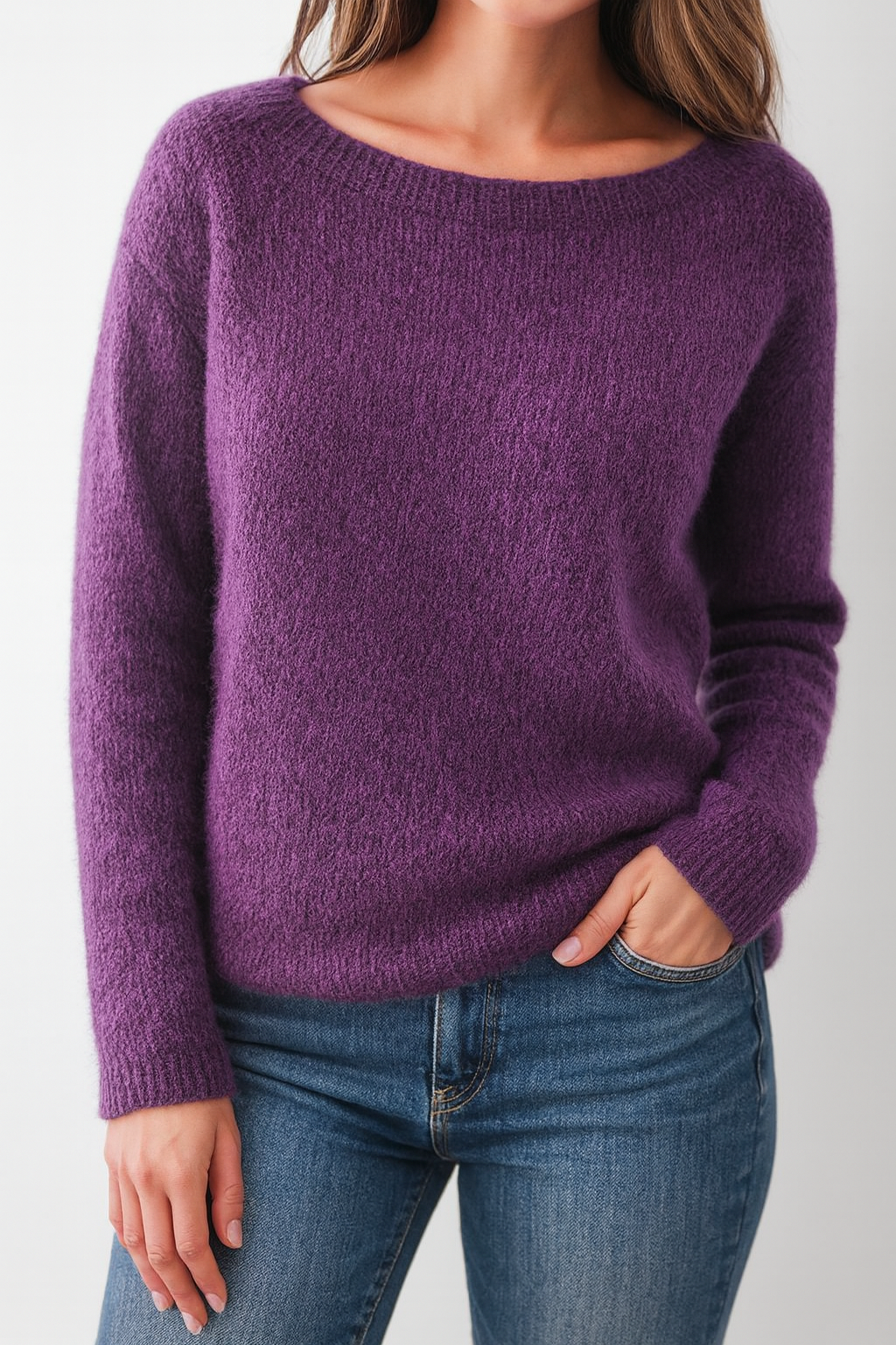 Damen-Strickpullover mit Rundhalsausschnitt – Klassisch & Bequem