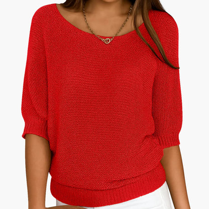 Leichter Strickpullover mit halblangen Ärmeln