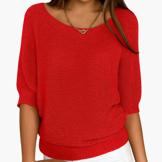 Leichter Strickpullover mit halblangen Ärmeln
