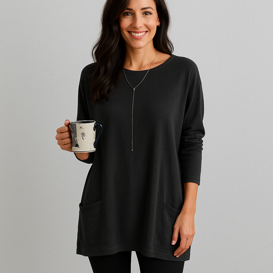Damen Pullover mit Rundhalsausschnitt und Taschen