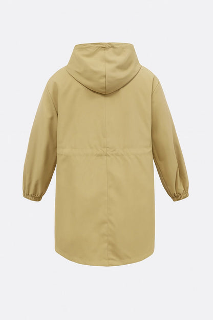 Lange Damen-Regenjacke mit Kapuze – Übergangs Jacke