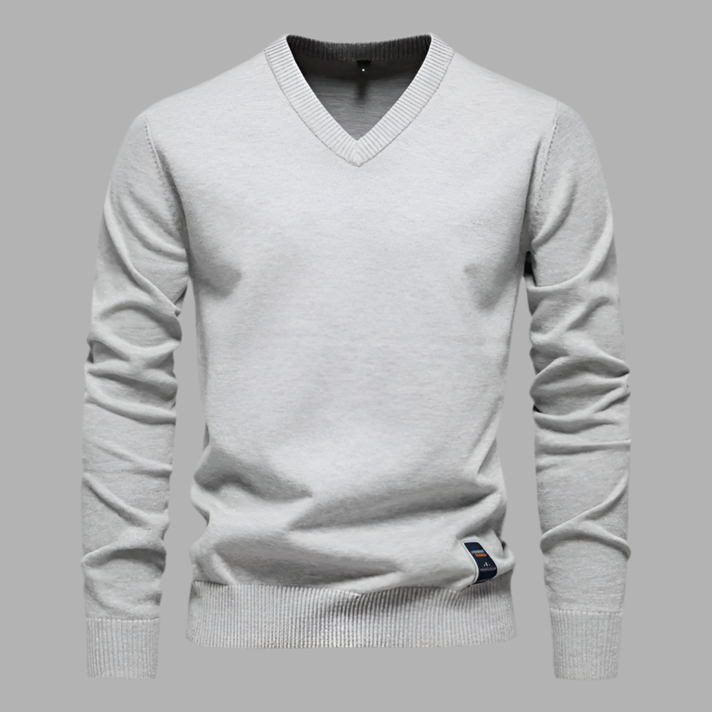 Pullover für Herren mit V-Ausschnitt aus Strickstoff