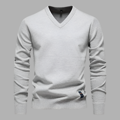 Pullover für Herren mit V-Ausschnitt aus Strickstoff