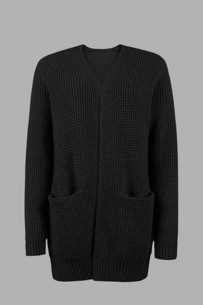 Lange Damen Strickjacke mit Taschen | Warm