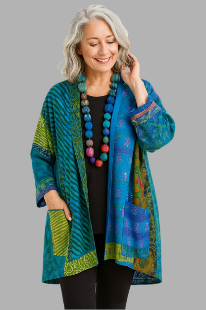 Damenmantel mit lockerer Passform & Taschen – Strickjacke