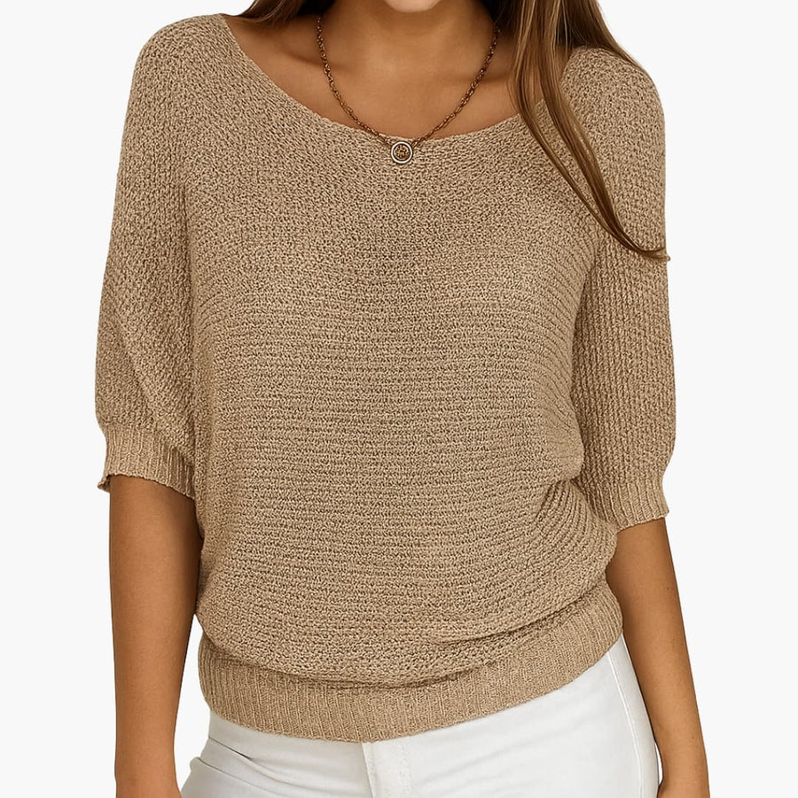 Leichter Strickpullover mit halblangen Ärmeln