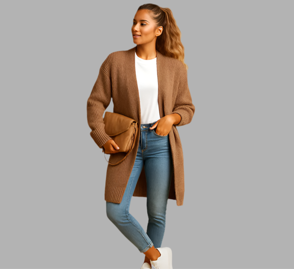Lange Strickjacke ohne Verschluss