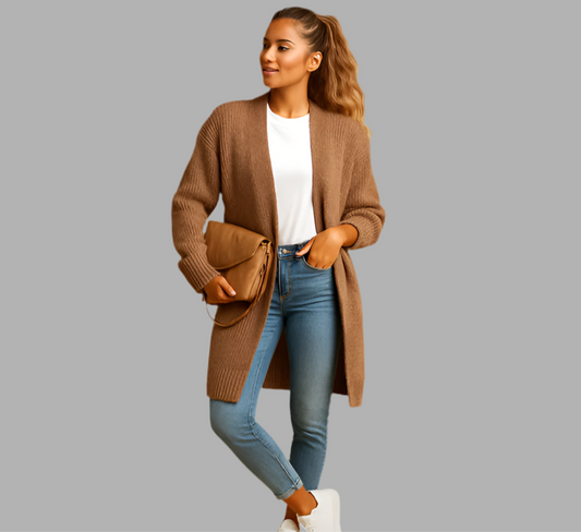 Lange Strickjacke ohne Verschluss