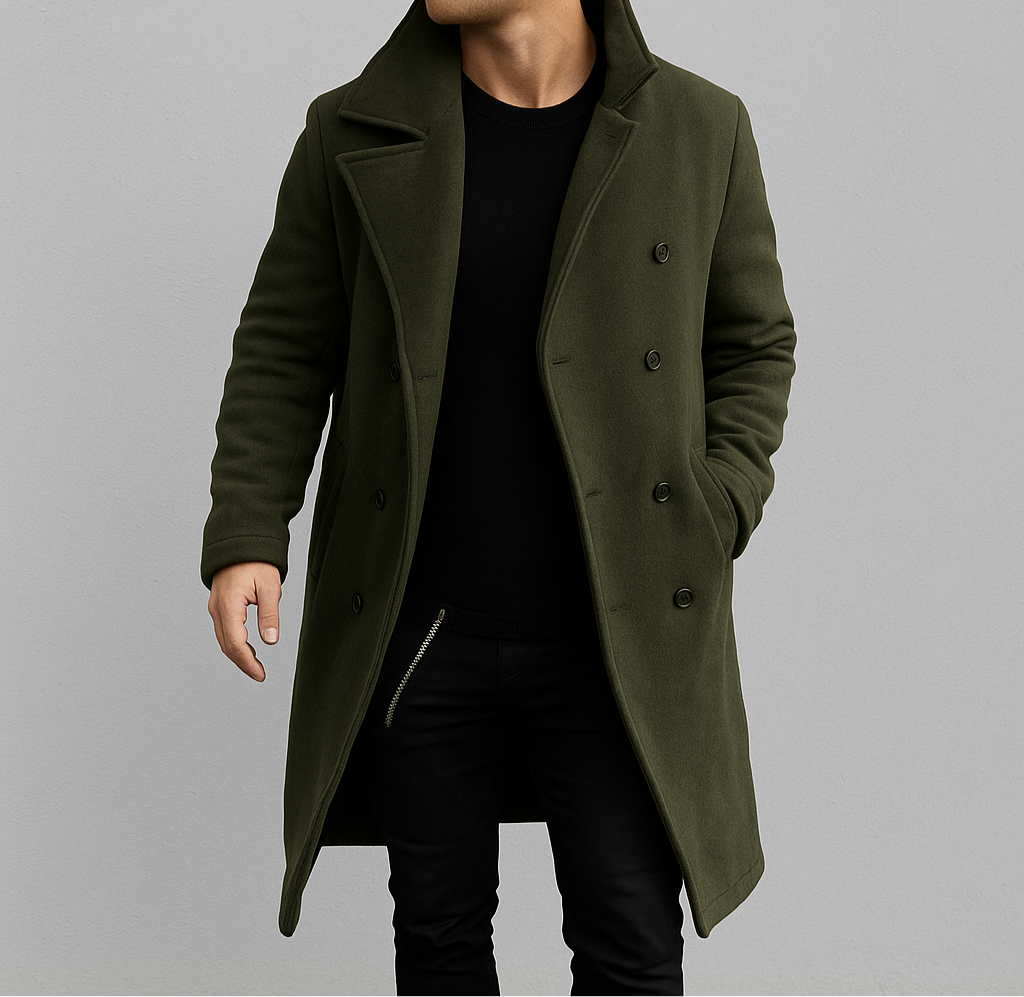 Eleganter langer Mantel für Herren | Warm