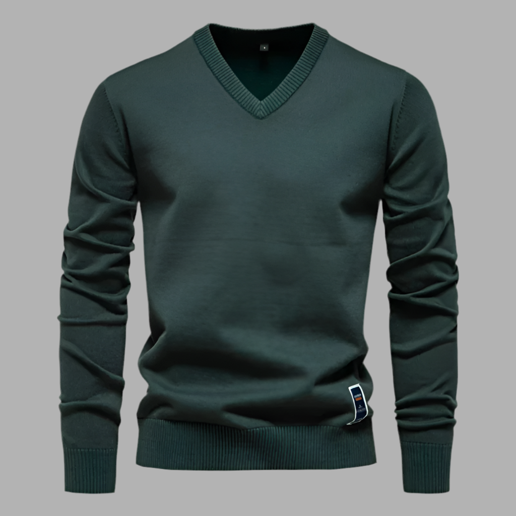 Pullover für Herren mit V-Ausschnitt aus Strickstoff