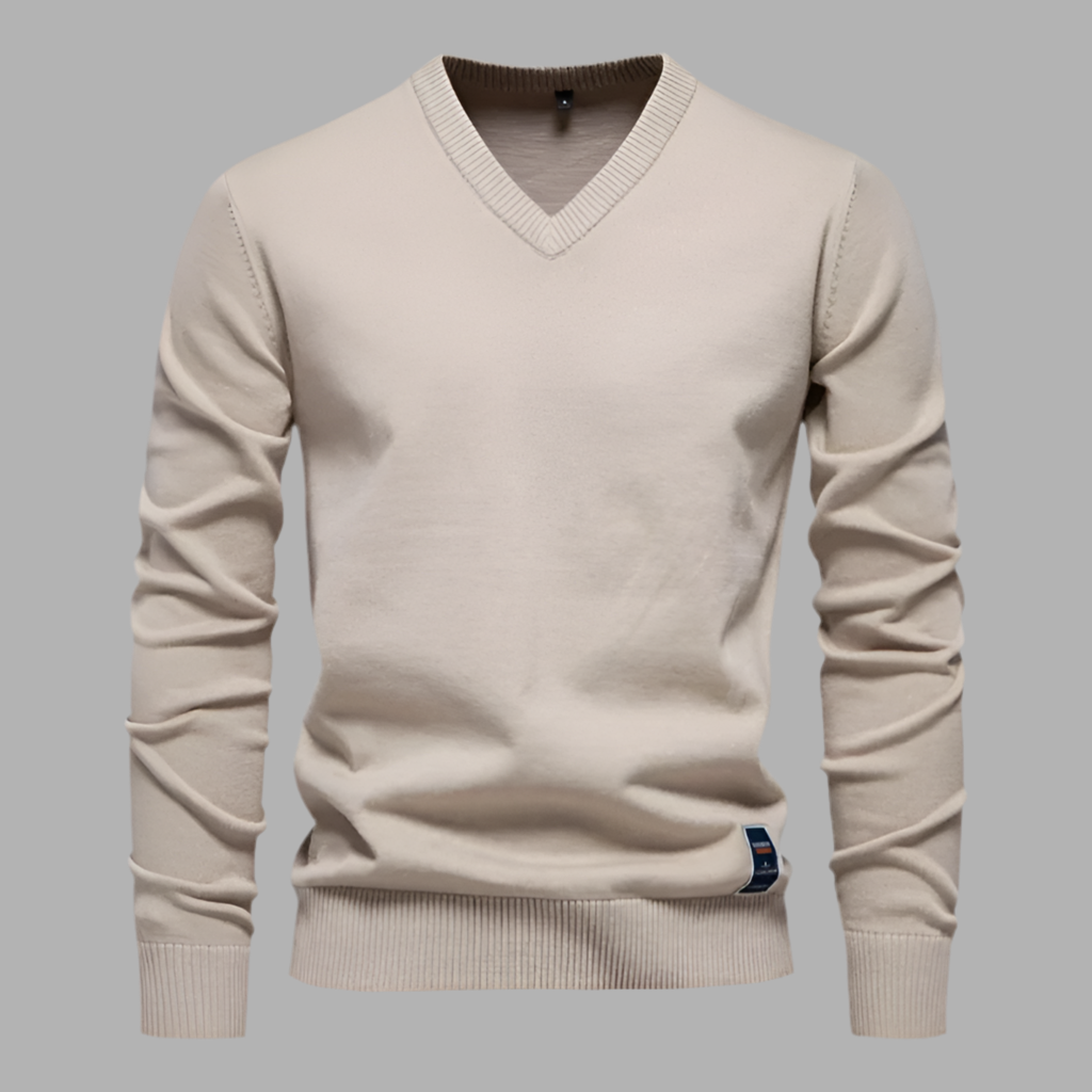 Pullover für Herren mit V-Ausschnitt aus Strickstoff