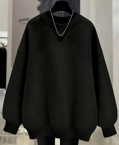 Langer Damen Pullover mit Rundhalsausschnitt