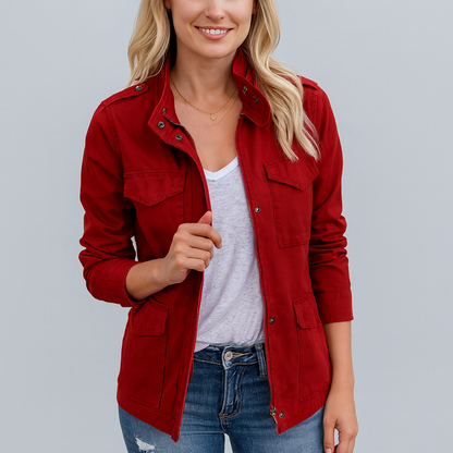 Damen kurze Jacke mit Zipper | Moderne Übergangsjacke