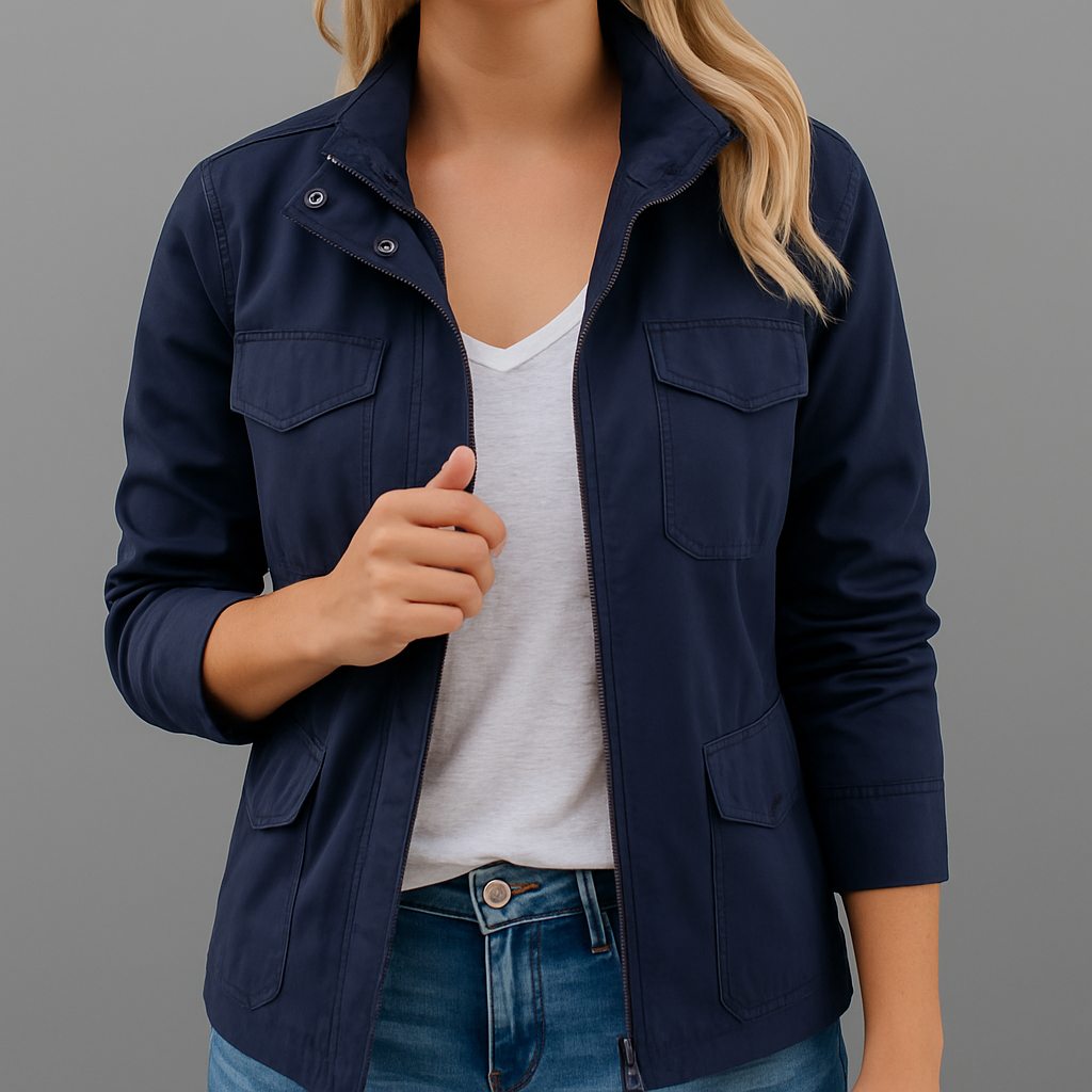 Damen kurze Jacke mit Zipper | Moderne Übergangsjacke