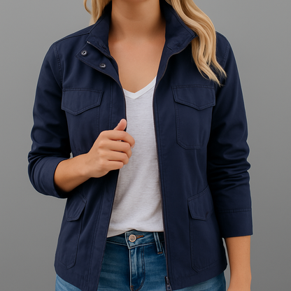 Damen kurze Jacke mit Zipper | Moderne Übergangsjacke