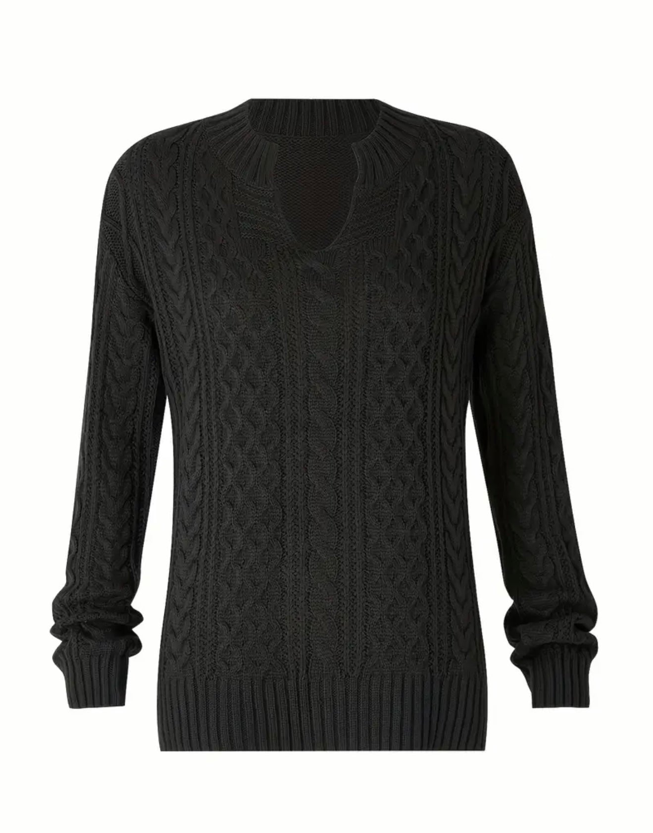 Damenstrickpullover mit Zopfmuster