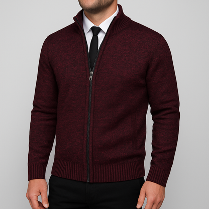 Elegante Strickjacke für Herren mit Reißverschluss und Stehkragen