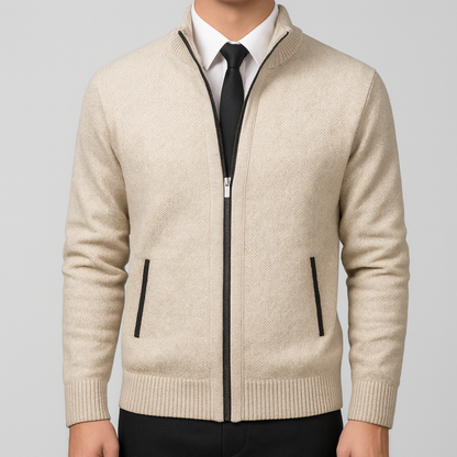 Elegante Strickjacke für Herren mit Reißverschluss und Stehkragen