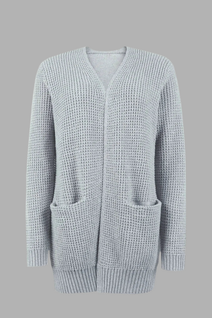 Lange Damen Strickjacke mit Taschen | Warm