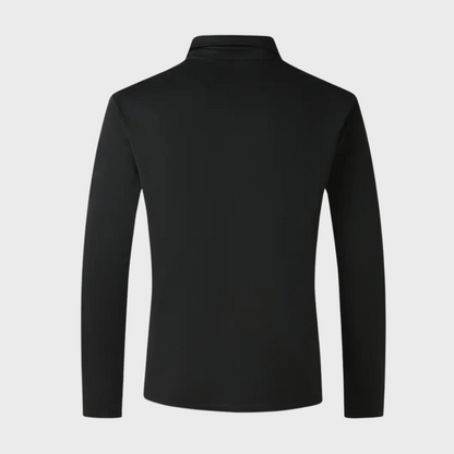 Langarmshirt mit Kragen, Knopfleiste und Stickerei