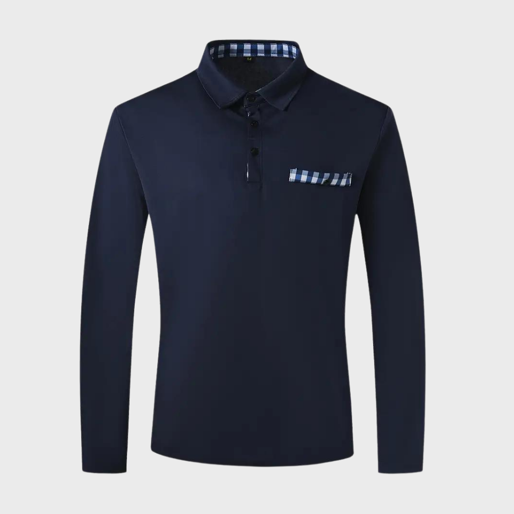 Langarmshirt mit Kragen, Knopfleiste und Stickerei
