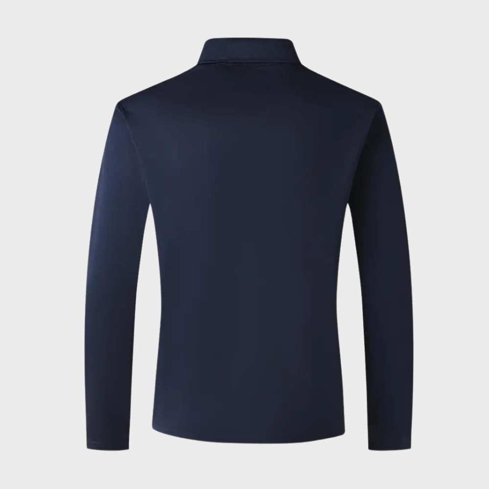 Langarmshirt mit Kragen, Knopfleiste und Stickerei