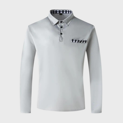 Langarmshirt mit Kragen, Knopfleiste und Stickerei