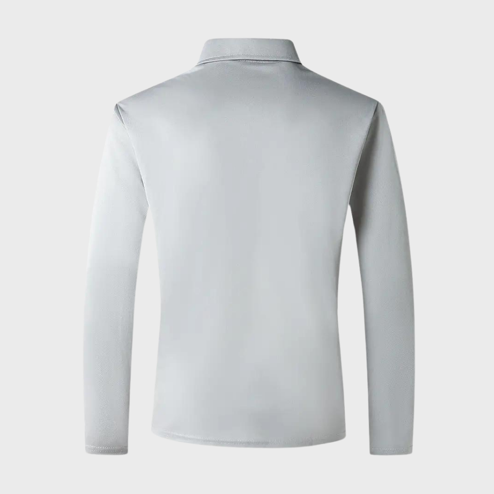 Langarmshirt mit Kragen, Knopfleiste und Stickerei