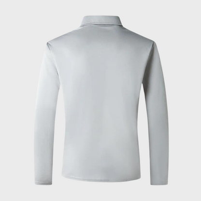 Langarmshirt mit Kragen, Knopfleiste und Stickerei