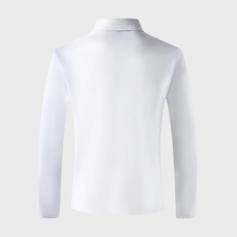 Langarmshirt mit Kragen, Knopfleiste und Stickerei