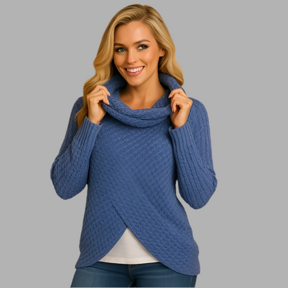 Damenstrickjacke mit Schalkragen und Knopfleiste